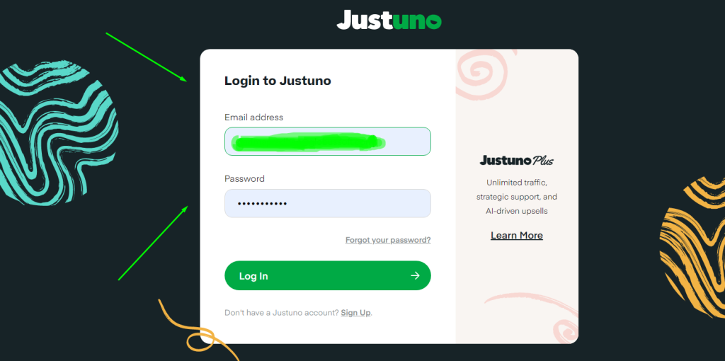 login-justuno